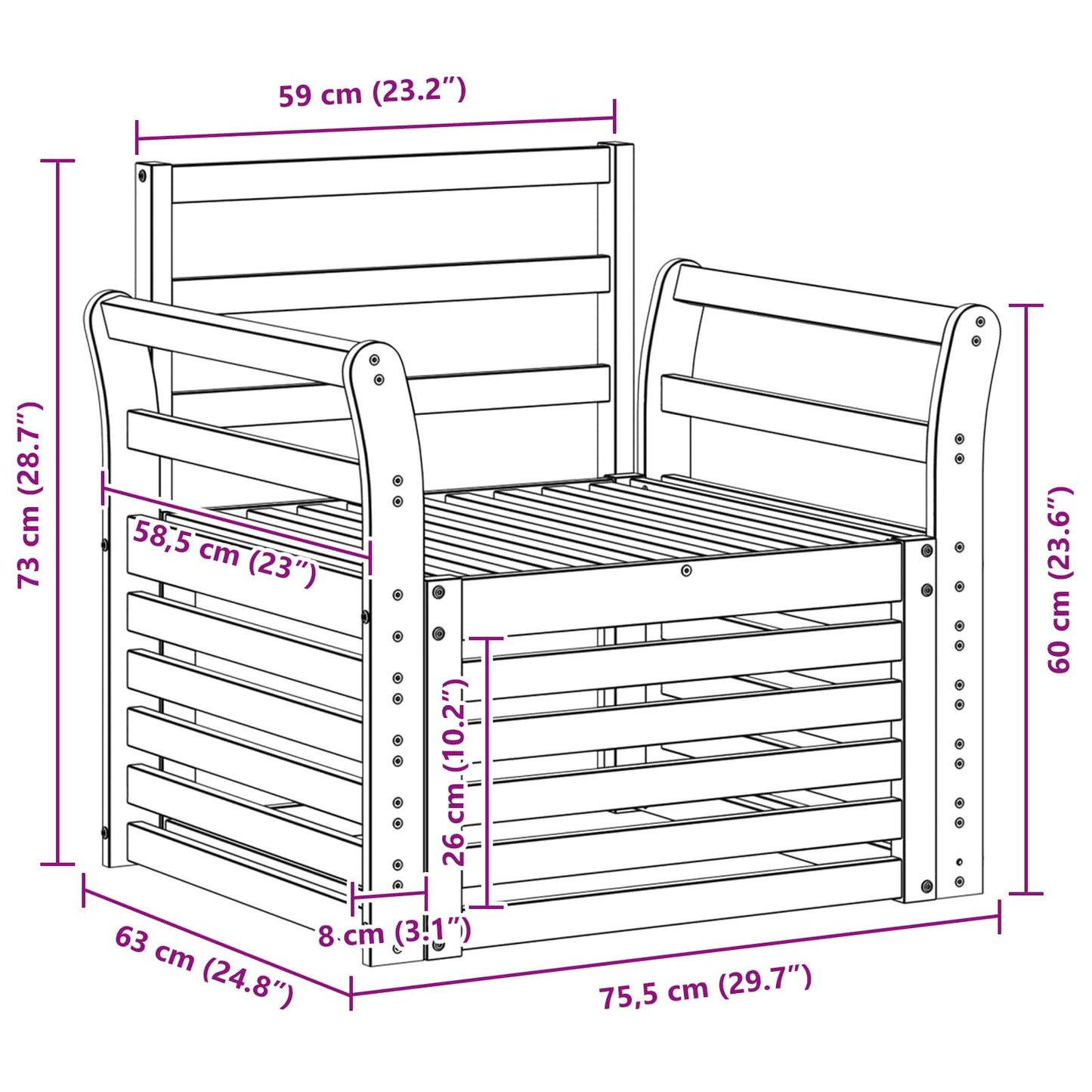 vidaXL Outdoor Sofa Set Solid Acacia Wood White