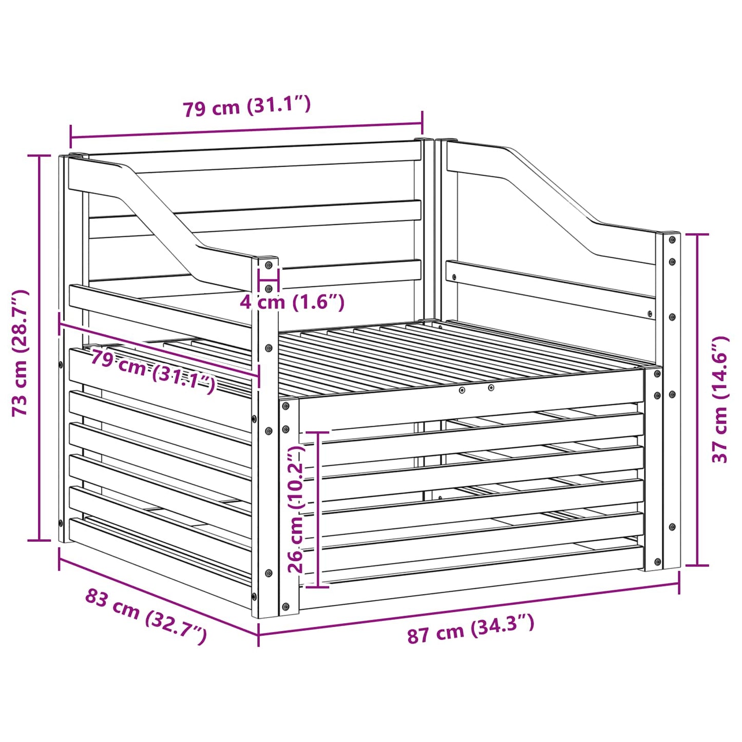 vidaXL Outdoor Sofa White