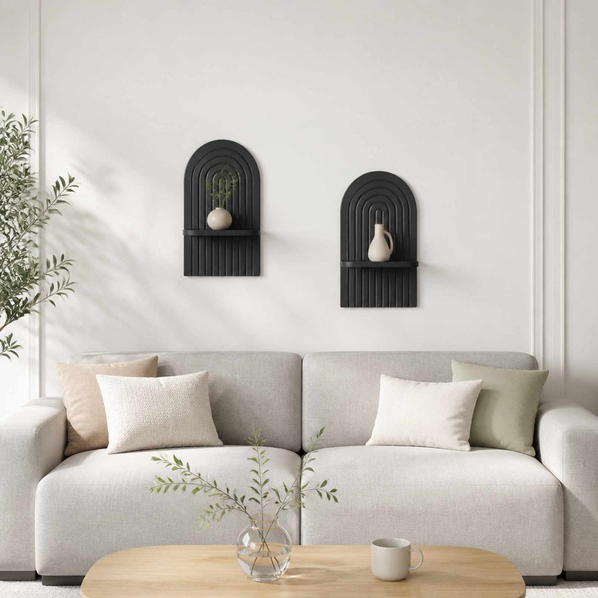 vidaXL Wall Shelf 2 pcs Black 23 x 13.5 x 37.5 cm Engineered Wood