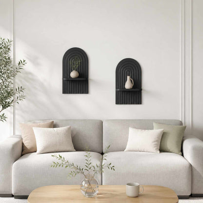 vidaXL Wall Shelf 2 pcs Black 23 x 13.5 x 37.5 cm Engineered Wood