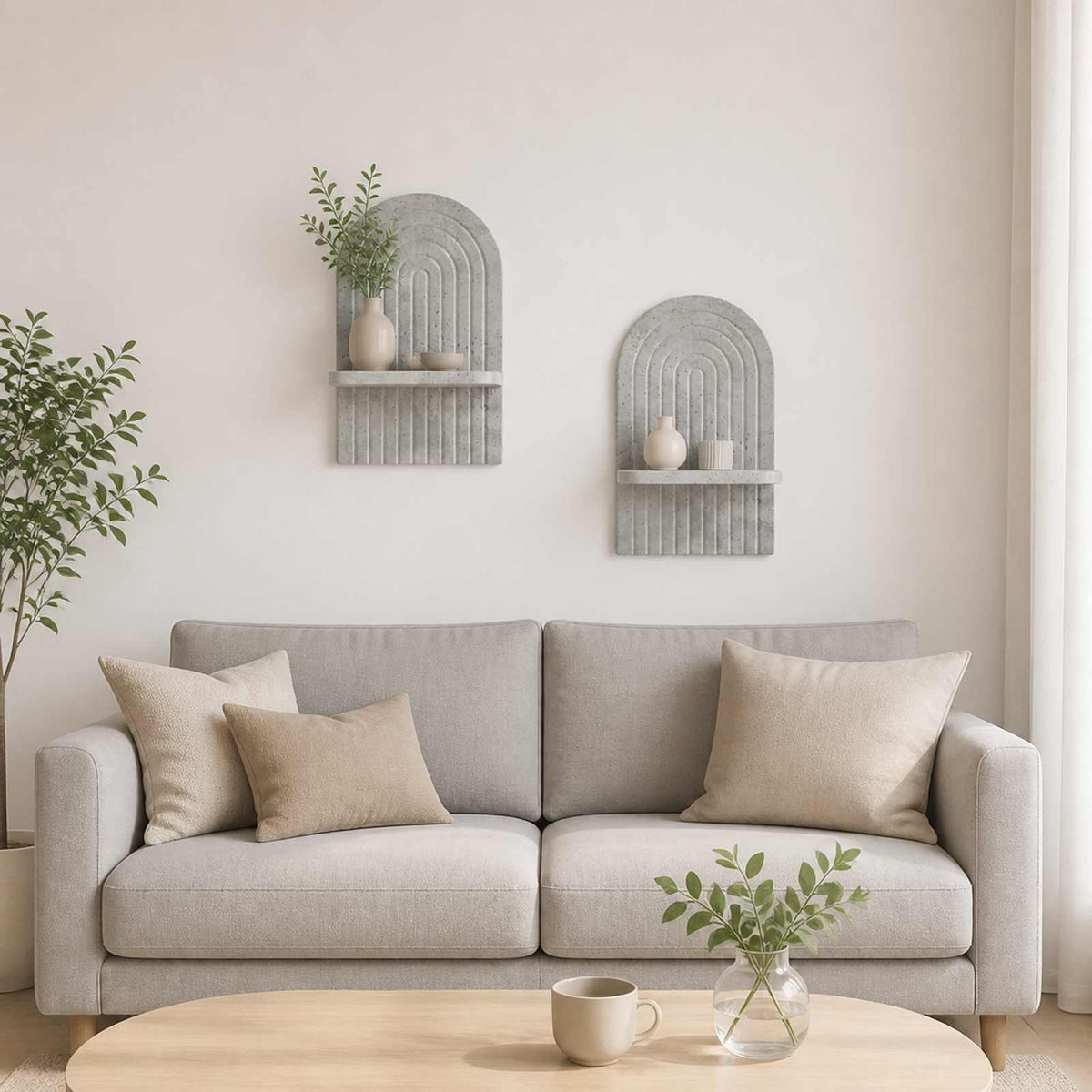 vidaXL Wall Shelf 2 pcs Concrete Grey 23 x 13.5 x 37.5 cm