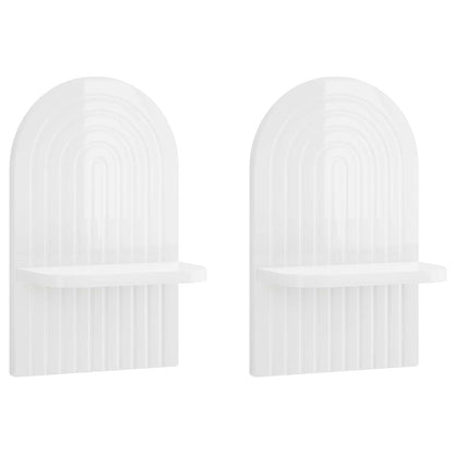 vidaXL Wall Shelf 2 pcs High Gloss White 23 x 13.5 x 37.5 cm