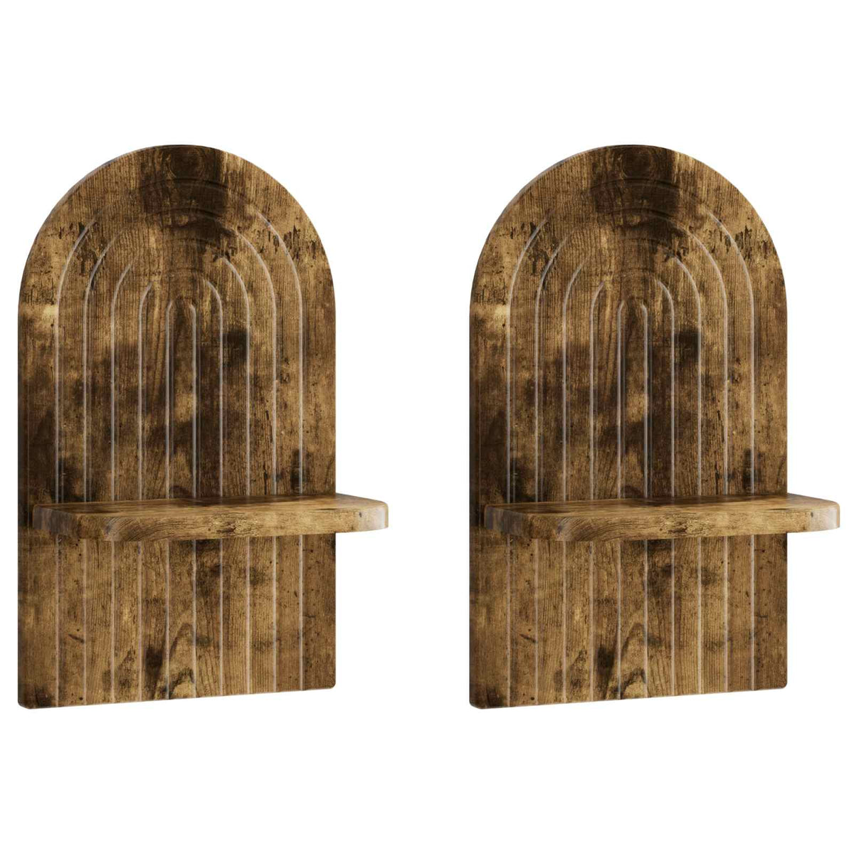 vidaXL Wall Shelf 2 pcs Smoked Oak 23 x 13.5 x 37.5 cm Engineered Wood