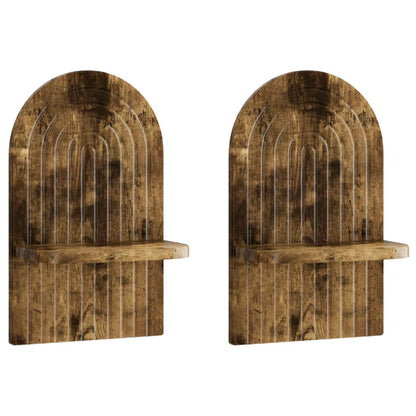 vidaXL Wall Shelf 2 pcs Smoked Oak 23 x 13.5 x 37.5 cm Engineered Wood