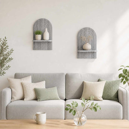 vidaXL Wall Shelf 2 pcs Grey Sonoma 23 x 13.5 x 37.5 cm
