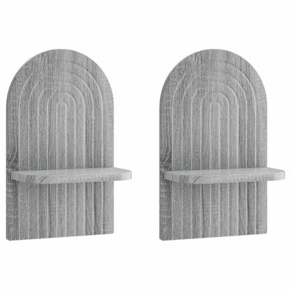 vidaXL Wall Shelf 2 pcs Grey Sonoma 23 x 13.5 x 37.5 cm