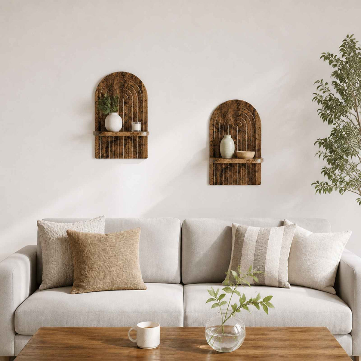 vidaXL Wall Shelf 2 pcs Old Wood 23 x 13.5 x 37.5 cm Engineered Wood