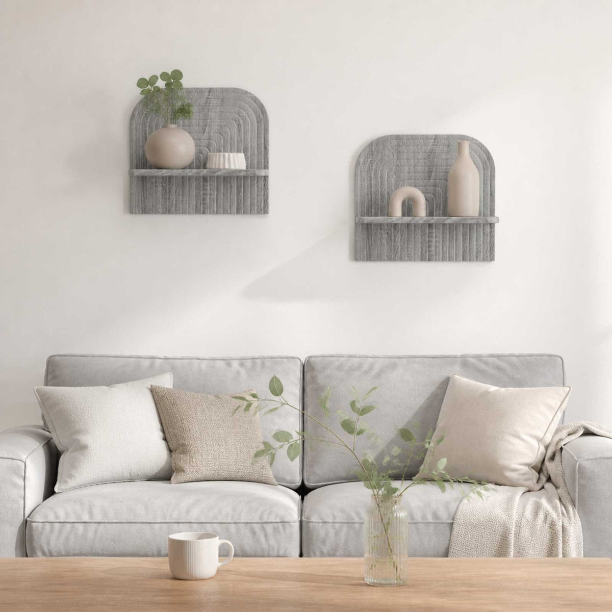 vidaXL Wall Shelf 2 pcs Grey Sonoma 41 x 13.5 x 37.5 cm