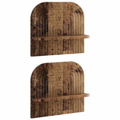 vidaXL Wall Shelf 2 pcs Old Wood 41 x 13.5 x 37.5 cm Engineered Wood