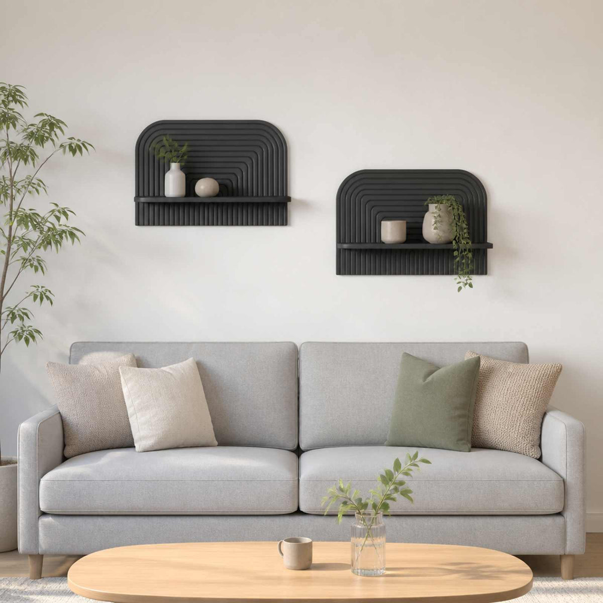vidaXL Wall Shelf 2 pcs Black 60 x 13.5 x 37.5 cm Engineered Wood