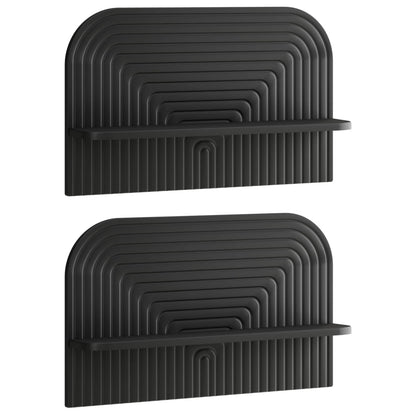 vidaXL Wall Shelf 2 pcs Black 60 x 13.5 x 37.5 cm Engineered Wood