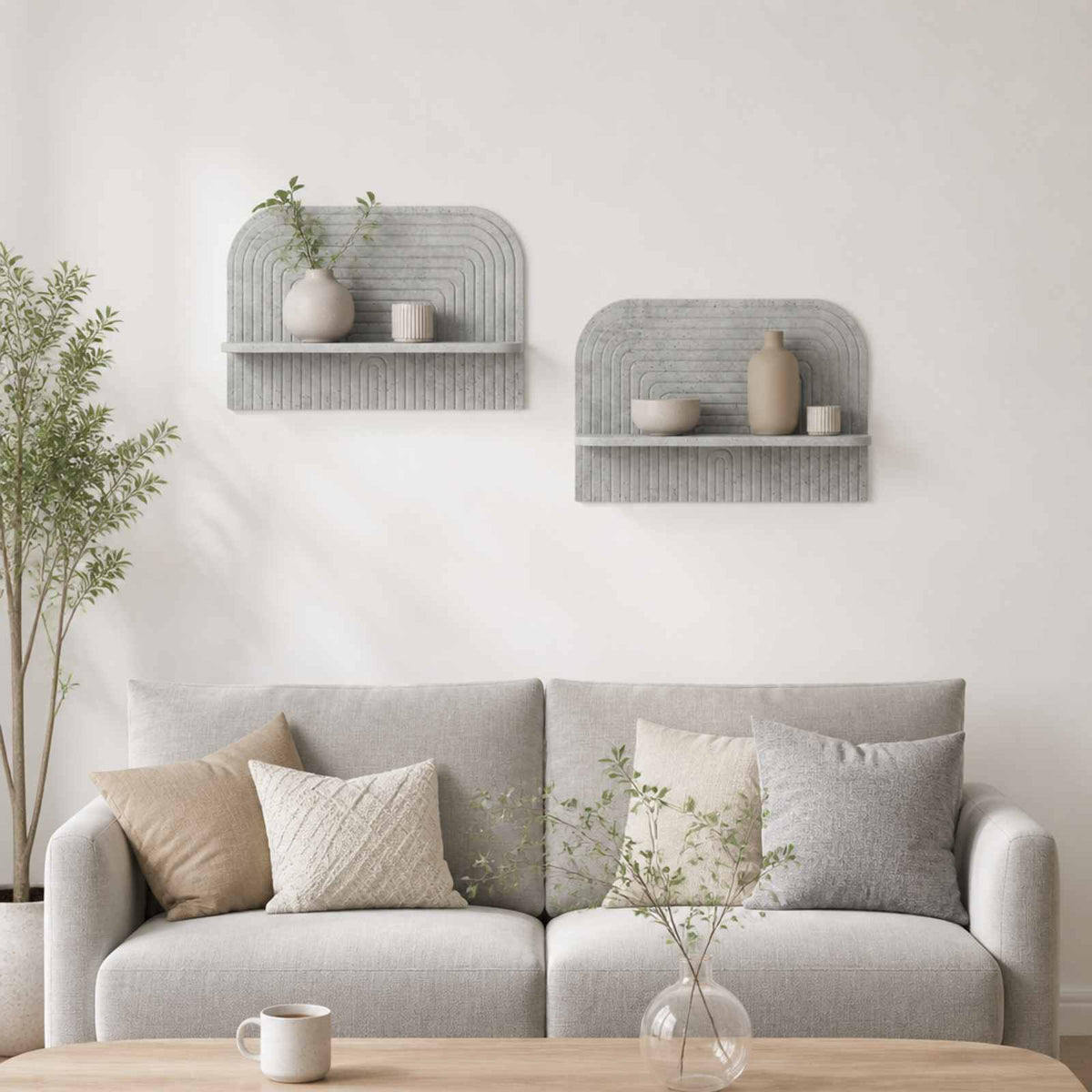 vidaXL Wall Shelf 2 pcs Concrete Grey 60 x 13.5 x 37.5 cm