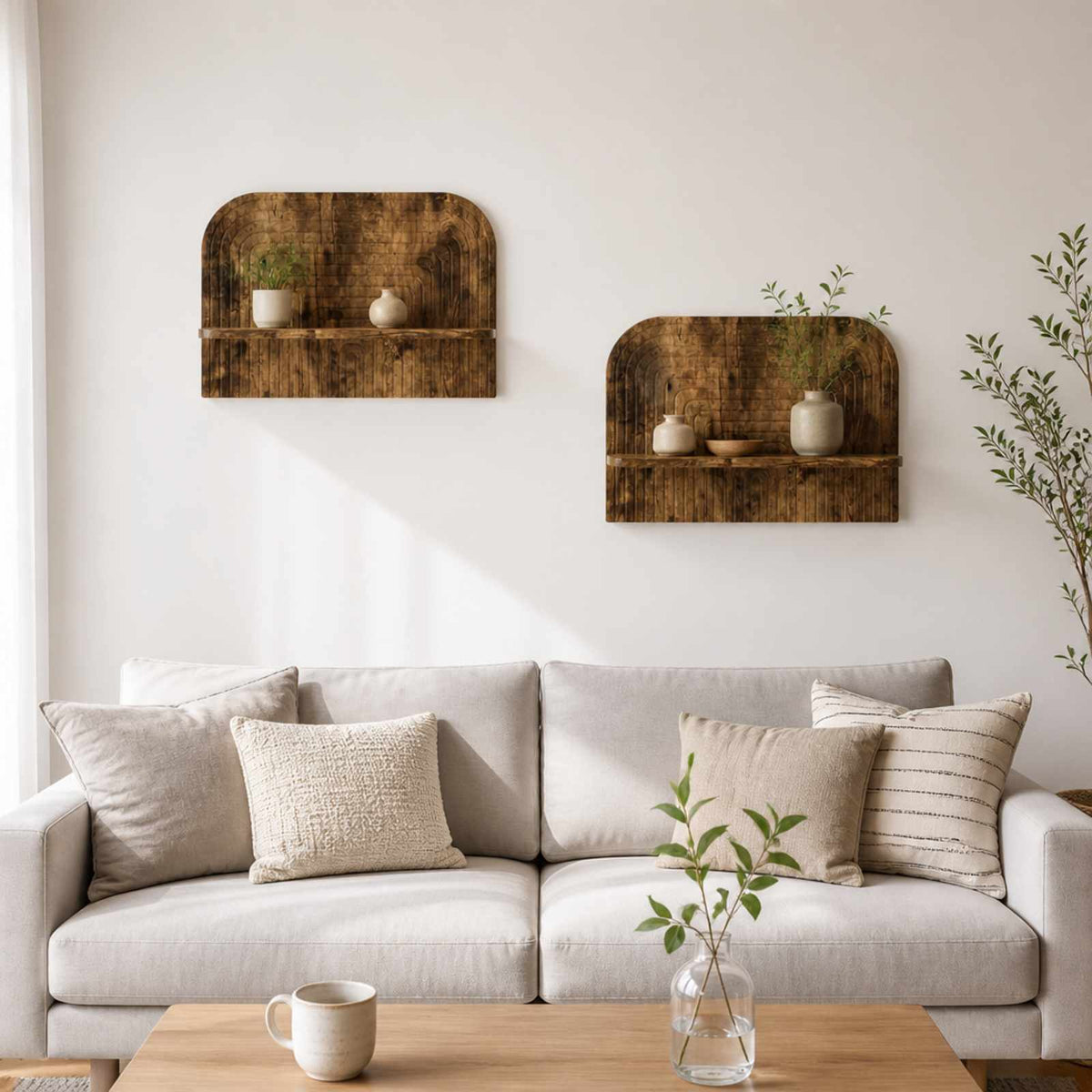 vidaXL Wall Shelf 2 pcs Smoked Oak 60 x 13.5 x 37.5 cm Engineered Wood
