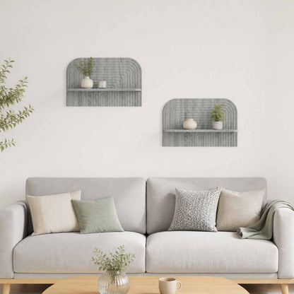 vidaXL Wall Shelf 2 pcs Grey Sonoma 60 x 13.5 x 37.5 cm