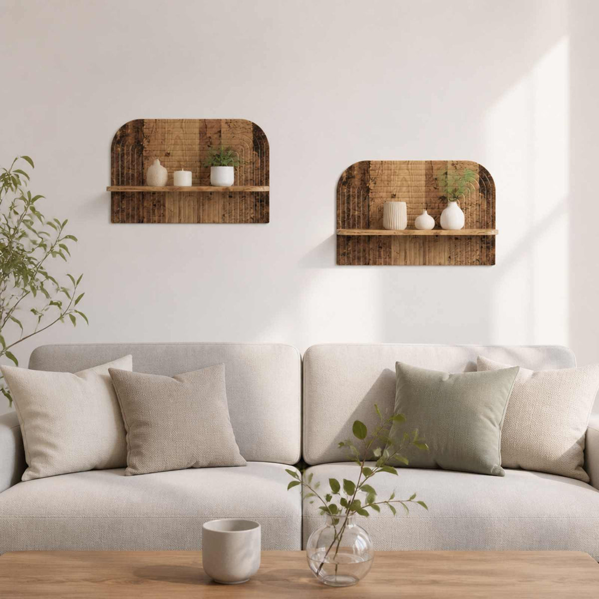 vidaXL Wall Shelf 2 pcs Old Wood 60 x 13.5 x 37.5 cm Engineered Wood