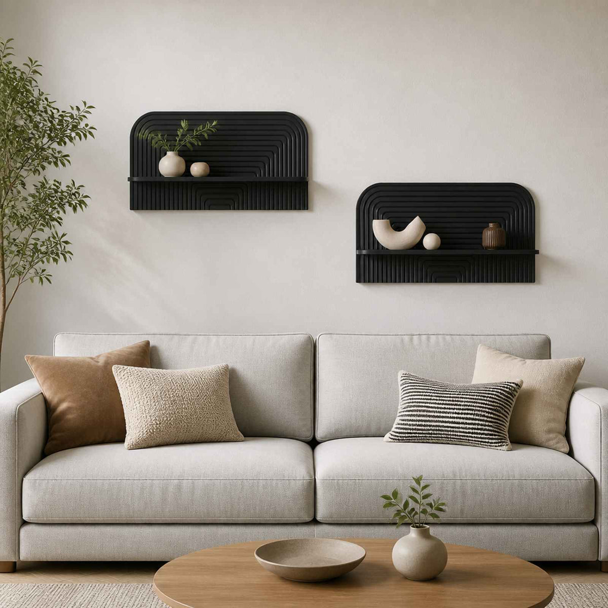 vidaXL Wall Shelf 2 pcs Black 80.5 x 13.5 x 37.5 cm Engineered Wood