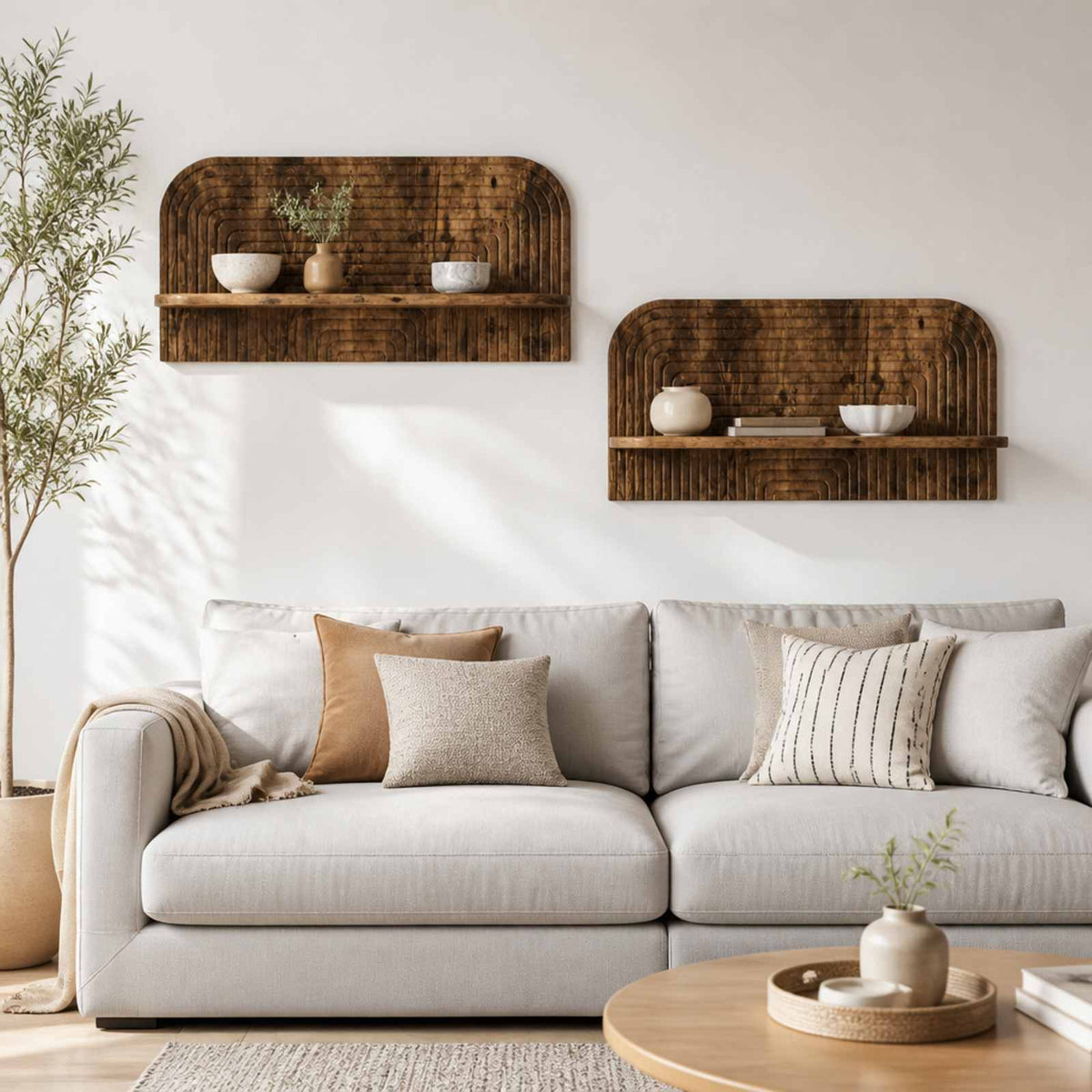 vidaXL Wall Shelf 2 pcs Smoked Oak 80.5 x 13.5 x 37.5 cm