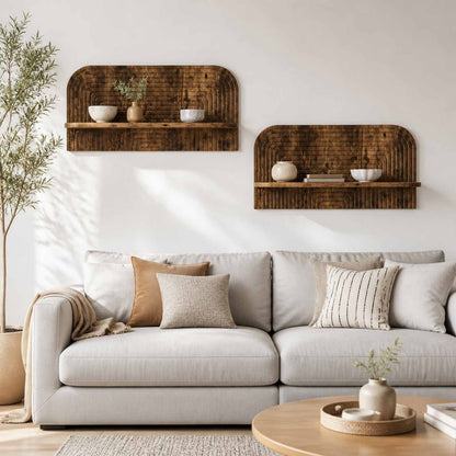 vidaXL Wall Shelf 2 pcs Smoked Oak 80.5 x 13.5 x 37.5 cm