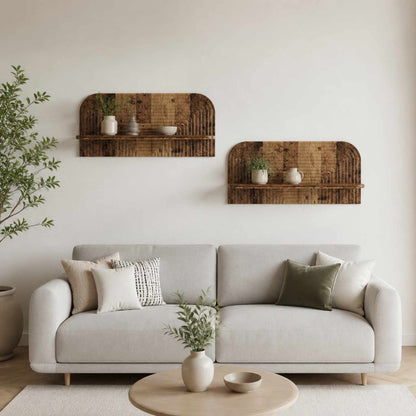 vidaXL Wall Shelf 2 pcs Old Wood 80.5 x 13.5 x 37.5 cm Engineered Wood