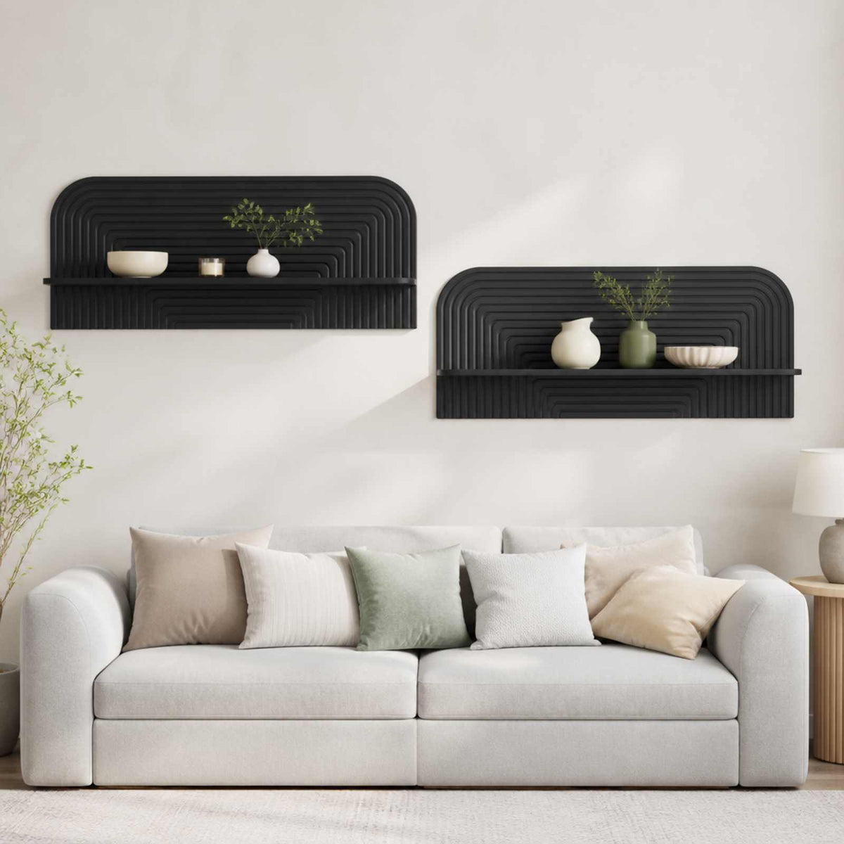 vidaXL Wall Shelf 2 pcs Black 102 x 13.5 x 37.5 cm Engineered Wood