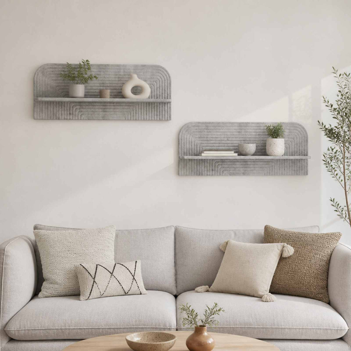 vidaXL Wall Shelf 2 pcs Concrete Grey 102 x 13.5 x 37.5 cm