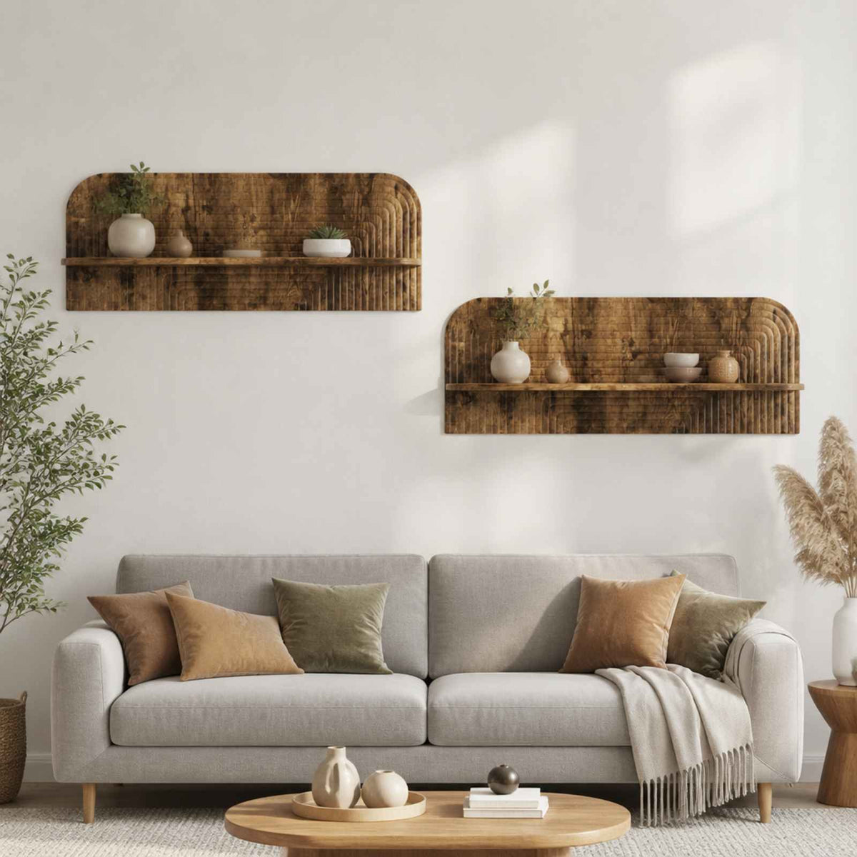 vidaXL Wall Shelf 2 pcs Smoked Oak 102 x 13.5 x 37.5 cm