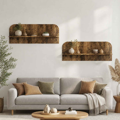 vidaXL Wall Shelf 2 pcs Smoked Oak 102 x 13.5 x 37.5 cm