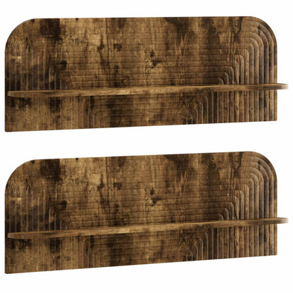 vidaXL Wall Shelf 2 pcs Smoked Oak 102 x 13.5 x 37.5 cm