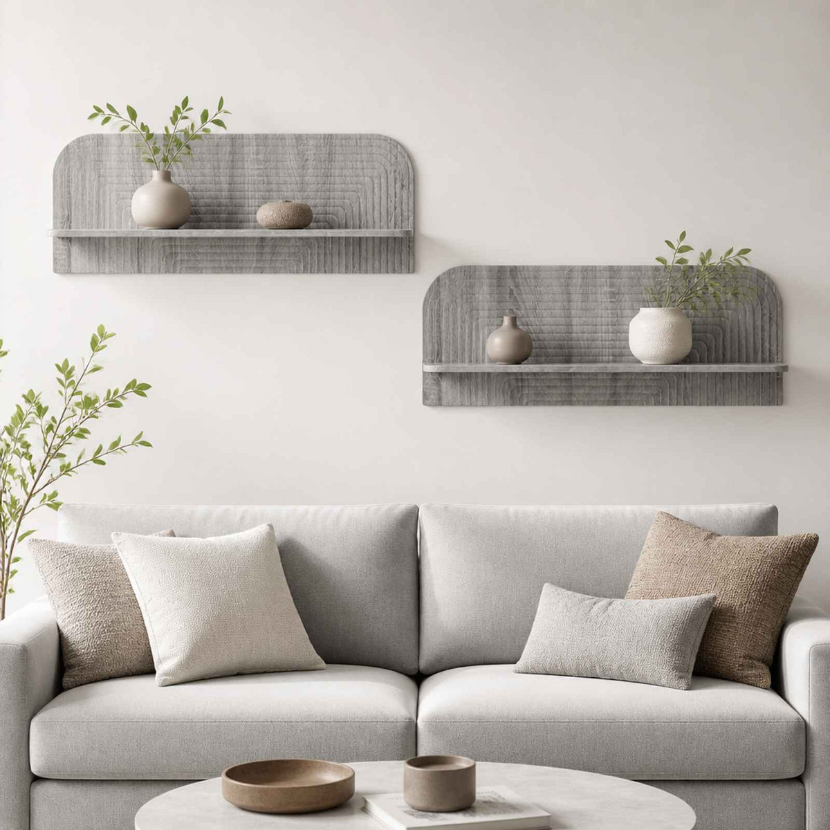 vidaXL Wall Shelf 2 pcs Grey Sonoma 102 x 13.5 x 37.5 cm
