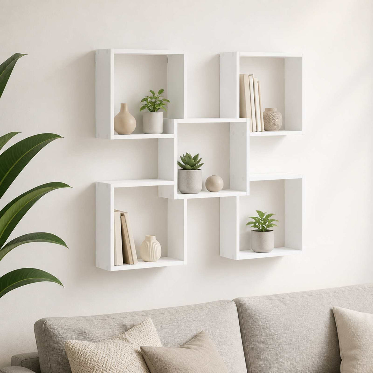 vidaXL Wall Shelf White 99.5 x 17 x 91 cm Engineered Wood