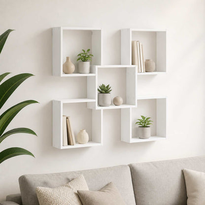 vidaXL Wall Shelf White 99.5 x 17 x 91 cm Engineered Wood
