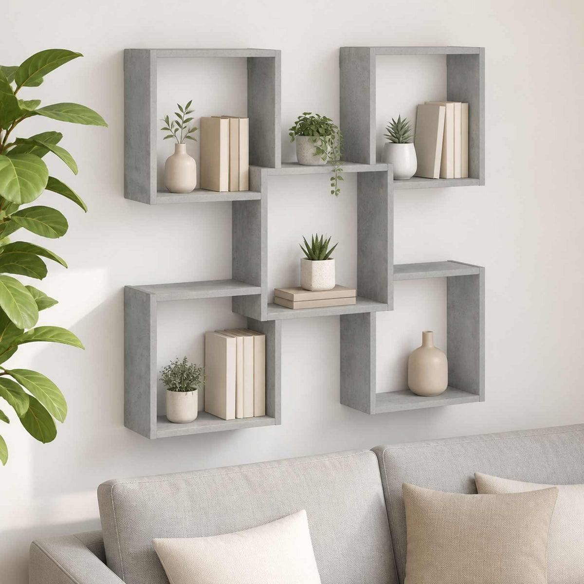 vidaXL Wall Shelf Concrete Grey 99.5 x 17 x 91 cm Engineered Wood
