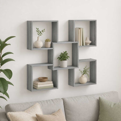 vidaXL Wall Shelf Grey Sonoma 99.5 x 17 x 91 cm Engineered Wood