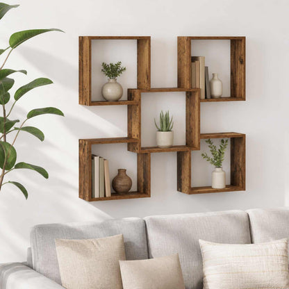 vidaXL Wall Shelf Old Wood 99.5 x 17 x 91 cm Engineered Wood