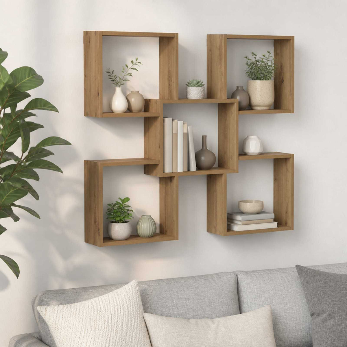 vidaXL Wall Shelf Artisan Oak 99.5 x 17 x 91 cm Engineered Wood