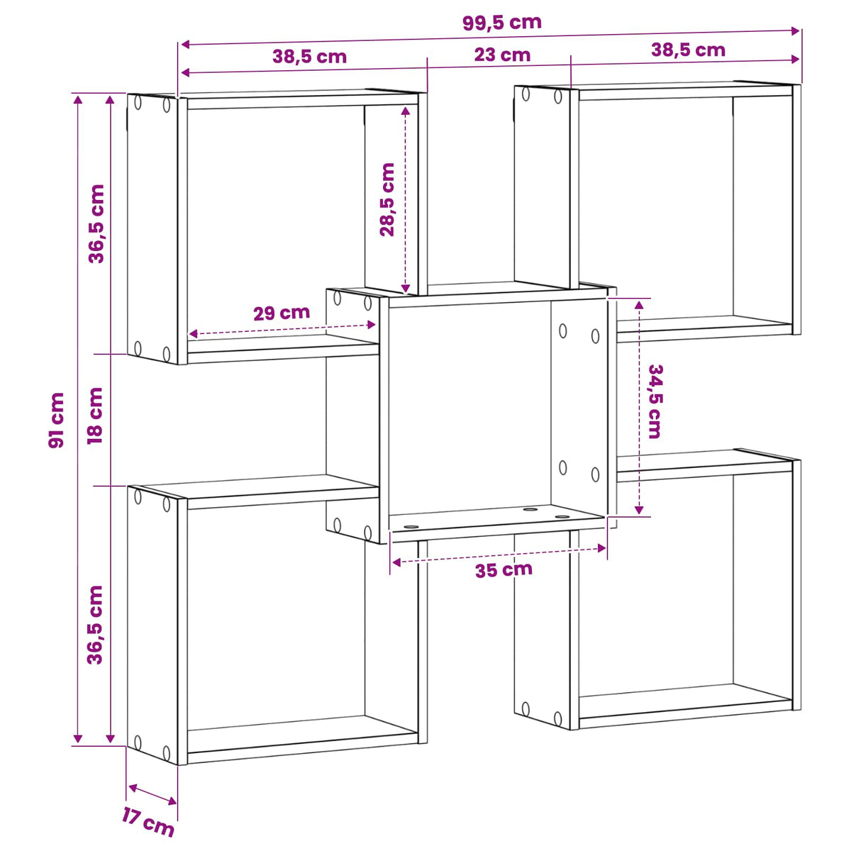 vidaXL Wall Shelf Artisan Oak 99.5 x 17 x 91 cm Engineered Wood