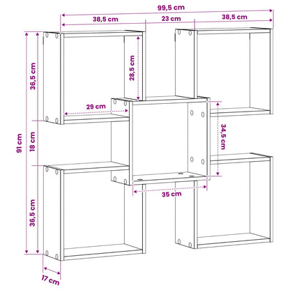vidaXL Wall Shelf Artisan Oak 99.5 x 17 x 91 cm Engineered Wood
