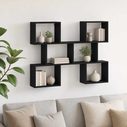 vidaXL Wall Shelf Black 103 x 17 x 80 cm Engineered Wood