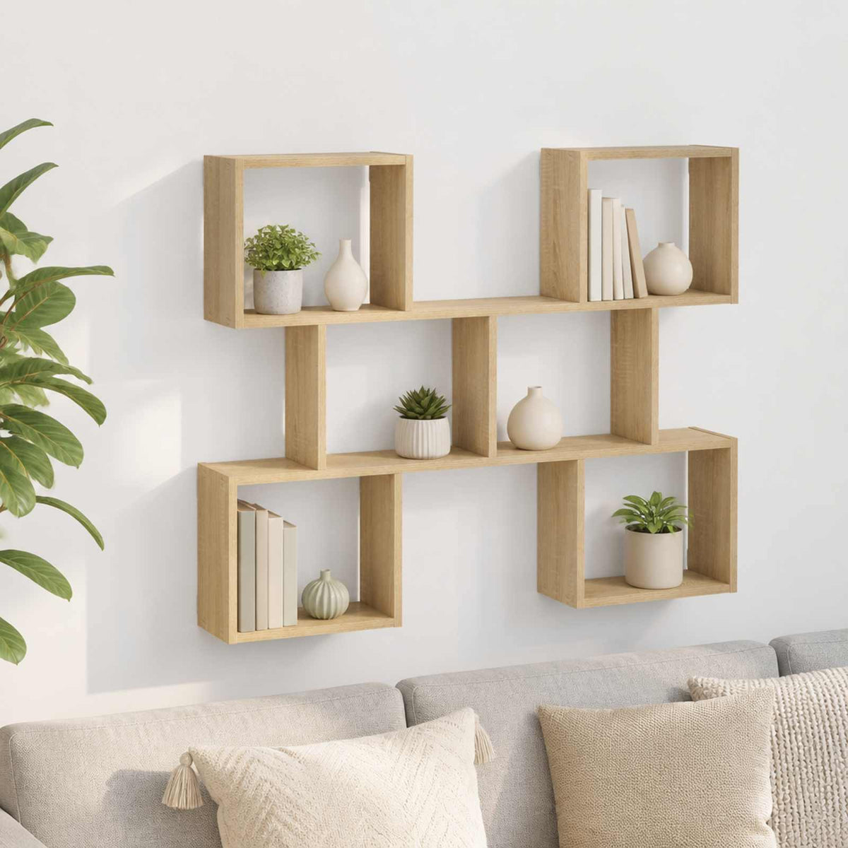 vidaXL Wall Shelf Sonoma Oak 103 x 17 x 80 cm Engineered Wood