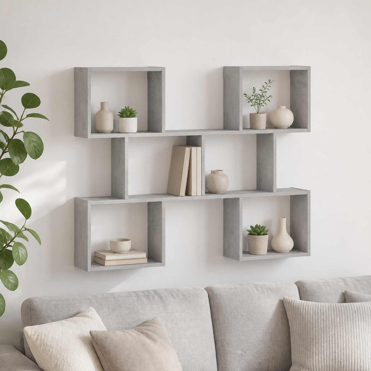 vidaXL Wall Shelf Concrete Grey 103 x 17 x 80 cm Engineered Wood