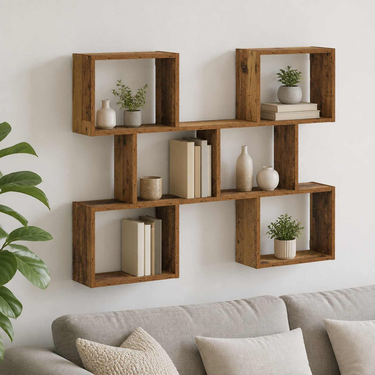 vidaXL Wall Shelf Old Wood 103 x 17 x 80 cm Engineered Wood