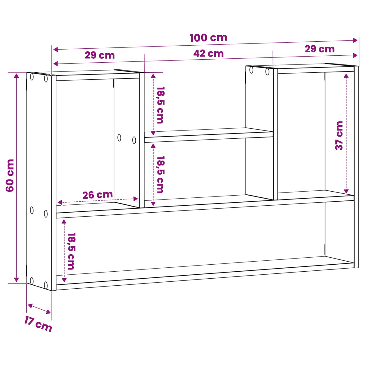 vidaXL Wall Shelf White 100 x 17 x 60 cm Engineered Wood