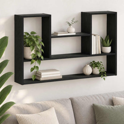 vidaXL Wall Shelf Black 100 x 17 x 60 cm Engineered Wood