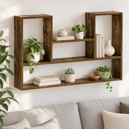 vidaXL Wall Shelf Smoked Oak 100 x 17 x 60 cm Engineered Wood