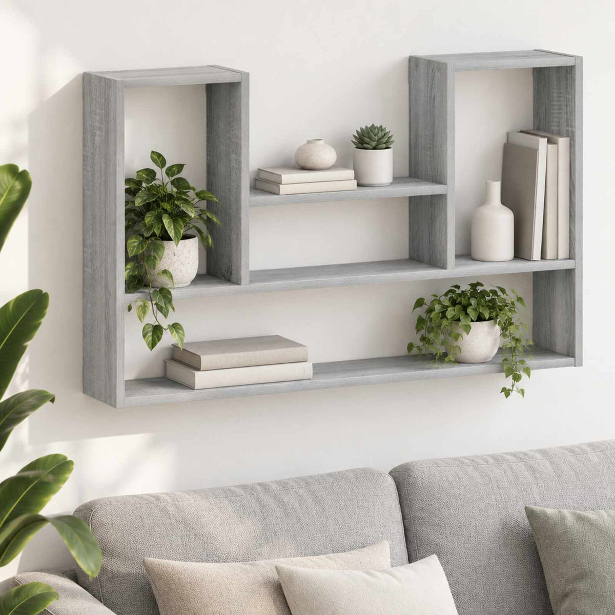vidaXL Wall Shelf Grey Sonoma 100 x 17 x 60 cm Engineered Wood