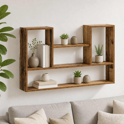vidaXL Wall Shelf Old Wood 100 x 17 x 60 cm Engineered Wood