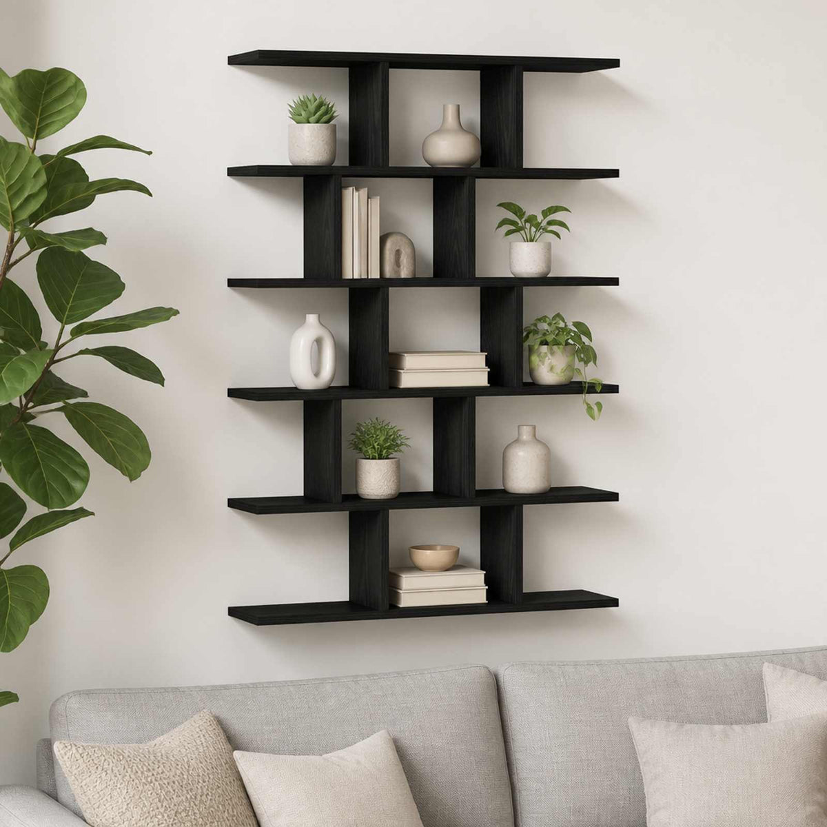 vidaXL Wall Shelf Black Oak 70 x 17 x 101 cm Engineered Wood