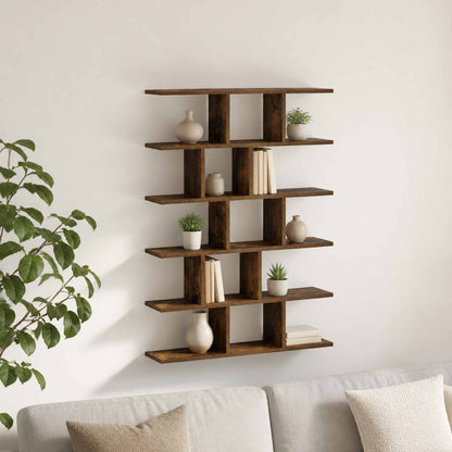 vidaXL Wall Shelf Smoked Oak 70 x 17 x 101 cm Engineered Wood