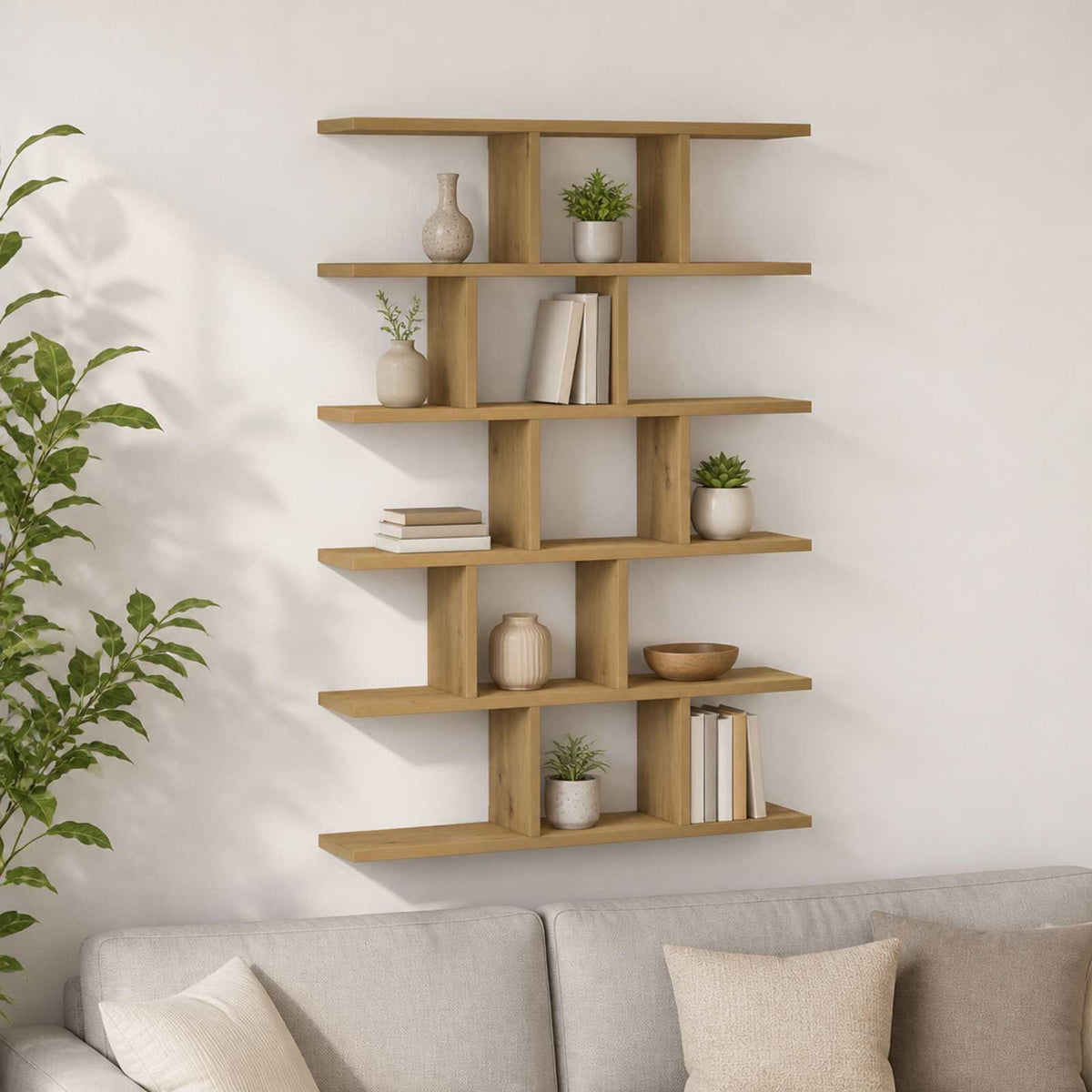 vidaXL Wall Shelf Artisan Oak 70 x 17 x 101 cm Engineered Wood