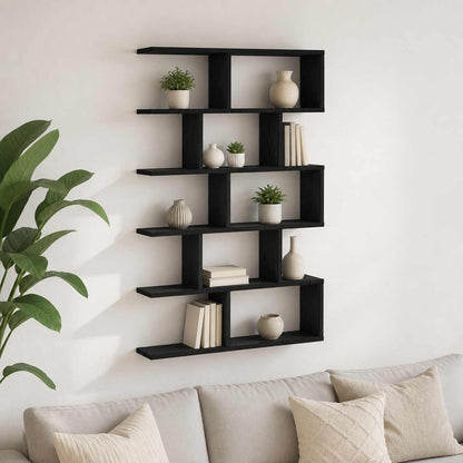 vidaXL Wall Shelf Black Oak 70 x 17 x 101 cm Engineered Wood